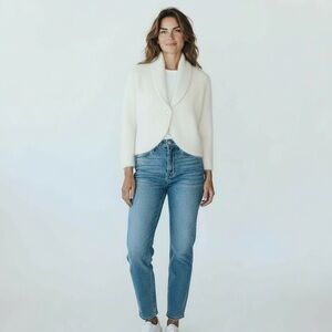 Hearts of Palm Angora Blend‎ Cropped Cardigan Sweater – Ivory – Size M